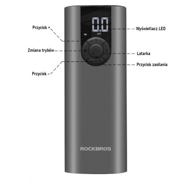 POMPKA ELEKTRYCZNA ROWEROWA KOMPRESOR SAMOCHODOWY DO OPON PIŁEK ROCKBROS A8