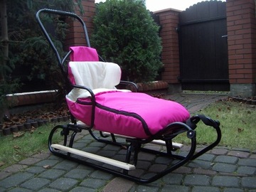 ПОЛЬСКИЕ САНКИ + СПИНКА + ПУШЕР (длина 105 см) + СПАЛЬНЫЙ МЕШОК + ПОДНОЖКИ