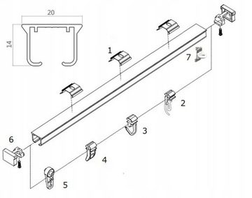 Karnisz szyna sufitowa aluminiowa KS 140cm