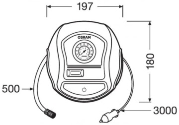 Портативный компрессор для шин OSRAM 12V Манометр