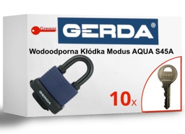 .10 KLUCZY. Kłódka GERDA Aqua Modus 45 WODOODPORNA + 10 kluczy