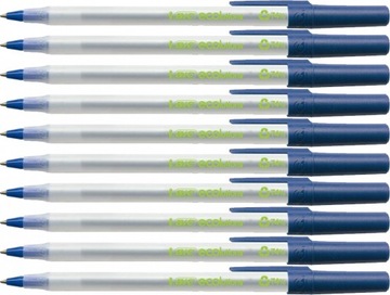 10 шариковых ручек BLUE Bic Ecolutions Round Stic, 0,4 мм, экологически чистые