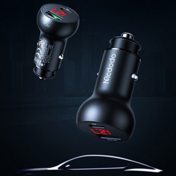 АВТОМОБИЛЬНОЕ ЗАРЯДНОЕ УСТРОЙСТВО MCDODO USB/USB-C PD 45 Вт с ЖК-дисплеем