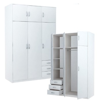 Szafa Trzydrzwiowa PREMIUM SOFTLINE 127 CM BIAŁY MINIMALISTYCZNA POJEMNA