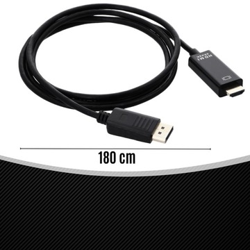 КАБЕЛЬ ДИСПЛЕЯ НА HDMI 1,8 м, ЧЕРНЫЙ КАБЕЛЬ 4K, АДАПТЕР, ЗОЛОТЫЕ НАКОНЕЧНИКИ