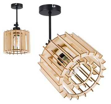 LAMPA plafon sufitowa żyrandol loft WALEC Drewno