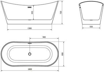 MEXEN MONTANA ОТДЕЛЬНО СТОЯЩАЯ ВАННА 180 x 80 + СИФОН