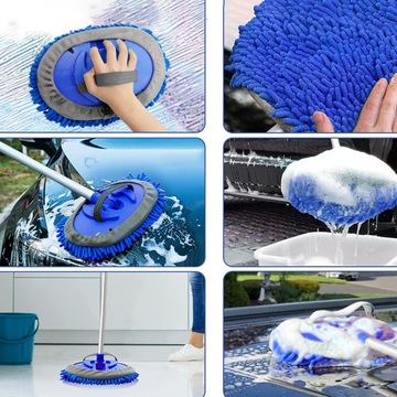 ТЕЛЕСКОПИЧЕСКАЯ ЩЕТКА ДЛЯ МЫТЬЯ АВТОМОБИЛЕЙ АВТОБУСОВ МЯГКАЯ СМЕННАЯ ШВАБРА 160СМ