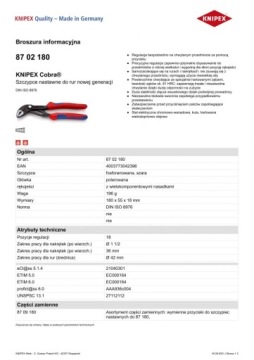 Трубный ключ COBRA KNIPEX 87 02 180