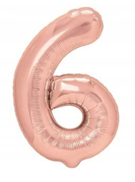 BALON FOLIOWY CYFRA 6 ROSE GOLD 100 cm sześć hel
