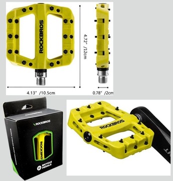 ПЕДАЛИ LIGHT MTB ПЛАТФОРМА нейлон ROCKRBOS зеленый