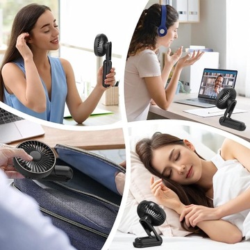 WIATRAK PODRĘCZNY NA BATERIE USB SKŁADANY WENTYLATOR 5 TRYBÓW PRĘDKOŚCI