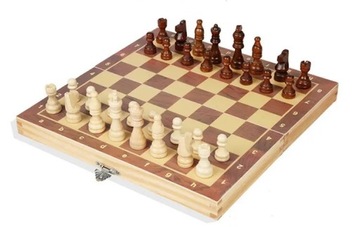 SZACHY WARCABY TRYKTRAK 3w1 DUŻE DREWNIANE GRA