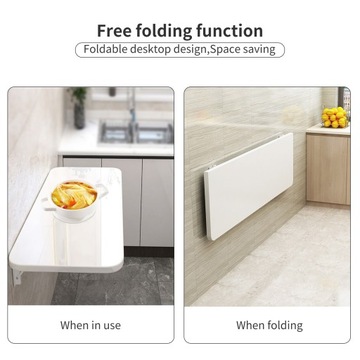 BIURKO KOMPUTEROWE STÓŁ NAŚCIENNY SKŁADANY STÓŁ KUCHENNY 80X50CM BIAŁY