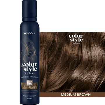 Pianka koloryzująca INDOLA Color Style Mousse Średni Brąz 3w1 200ml