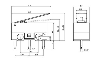 Мини-концевой выключатель 3-контактный на 125 В
