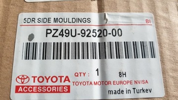 LIŠTA DVEŘE LEVÝ P T TOYOTA AYGO PZ49U-92520