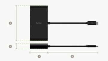 МУЛЬТИМЕДИЙНЫЙ АДАПТЕР BELKIN HUB USB-C, ЧЕРНЫЙ