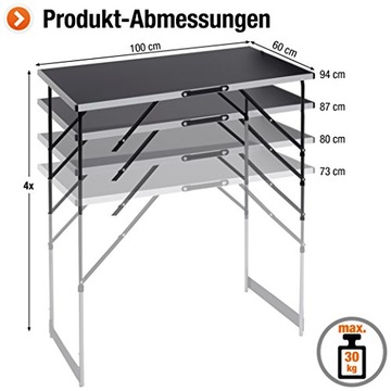 Туристический стол Meister 60 x 100 x 73 см черный