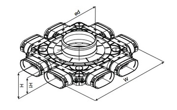 Распределительная коробка - Рекуперация тепла - Овальная система FLAT 8x52/160 мм