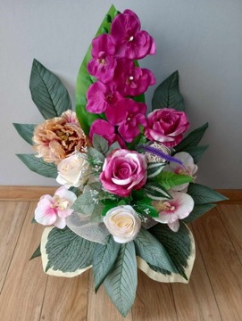 Komplet wkład do wazonu + Stroik na grób wiązanka