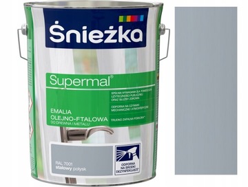 ŚNIEŻKA EMALIA OLEJNO-FTALOWA 5L STALOWY 7001
