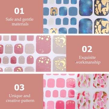 Блестящие гелевые наклейки для ногтей на ногах.