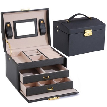 Kuferek Box na Biżuterię z Lusterkiem Organizer