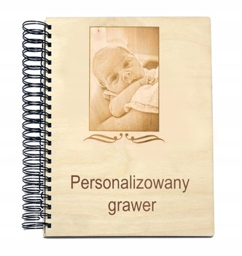 Album drewniany DOWOLNY NAPIS + FOTO 60 stron A4