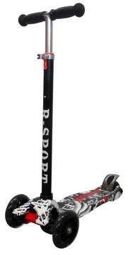 ТРЕХКОЛЕСНЫЙ БАЛАНСИРОВАННЫЙ СКУТЕР ЧЕРНЫЙ ГРАФФИТИ LED