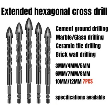 7шт 3 12мм удлиненные шестигранные сверла