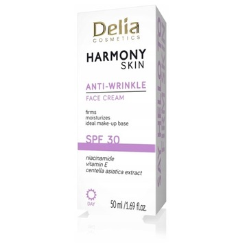 PRZECIWZMARSZCZKOWY KREM Z FILTREM 30SPF DELIA HARMONY SKIN 50ML UJĘDRNIA