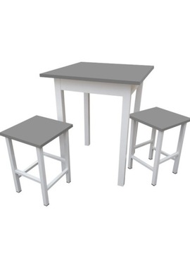 Komplet Stół 60x60 + 2x Taboret Loft SZARA LAWA /B