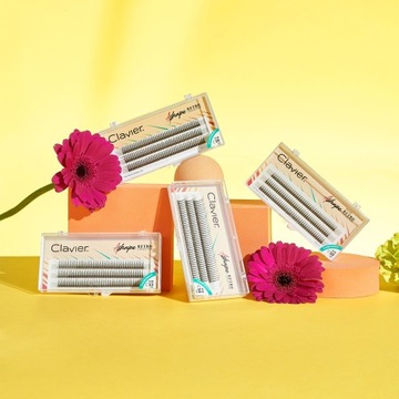 Пучки ресниц CLAVIER Retro A Shape, 10 мм, С-образный изгиб