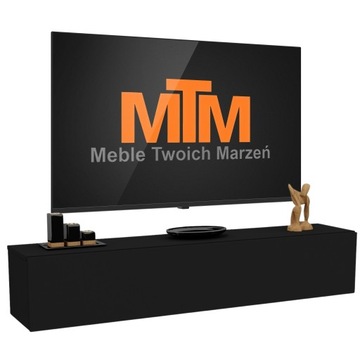 Szafka RTV Wisząca Pod Telewizor Komoda Loft Półka Loft Czarna Matowa 160