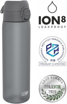 Бутылка для воды ЭКО ION8 500мл Серая с сертификатом