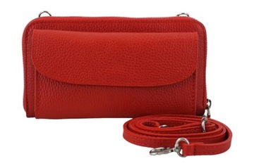 Skórzana torebka wizytowa czerwona etui na telefon - Barberini's 909-7