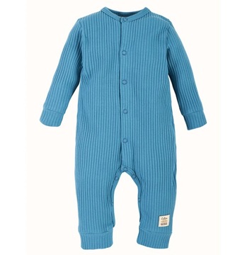 MAKOMA PAJAC NIEMOWLĘCY ROZPINANY PAJACYK W PRĄŻEK JEANS 68