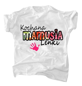 PREZENT NA DZIEŃ MAMY T-shirt KOSZULKA DLA MAMY z imionami Dzieci L