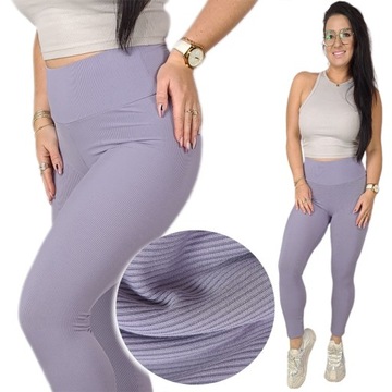 LEGINSY damskie DŁUGIE WYSOKI STAN PRĄŻKOWANE kryjące prążek getry 2XL/3XL