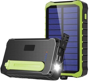 POWERBANK SOLARNY KORBKA 12000mAh 3 USB ZNACZNIK LED SOS KOMPAKTOWY