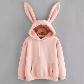Królik Ucha Bluzy Kawaii Różowy Bunny Bluzy Kobiet