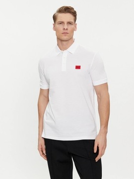 koszulka polo hugo boss meska polówka biala classic logo slim fit