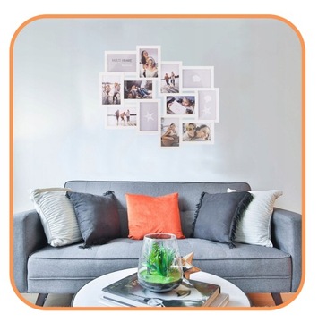 НАБОР МУЛЬТИРАМА ИЗ 12 ФОТОРАМОК БЕЛАЯ РАМКА МУЛЬТИ ФОТОГАЛЕРЕЯ КОЛЛАЖ