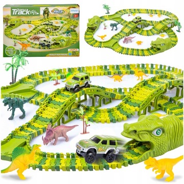 Tor wyścigowy Kinderplay Dinozaur 240 elementów zabawka dla dzieci prezent
