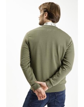 Bluza męska Cross Jeans Rozpinana ze Stójką Zielona Khaki Zamek XL