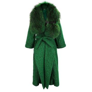 Płaszcz Wełna Futro naturalne Jenot Oversize 40 L