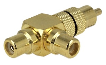 Przejście RCA wt - 2x RCA gn kątowe