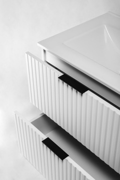 Zestaw Szafek Łazienkowych pod Umywalkę Biały 80 RYFLOWANE fronty BLAT!