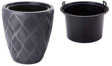 Doniczka Flow 30 cm tworzywo sztuczne grafit